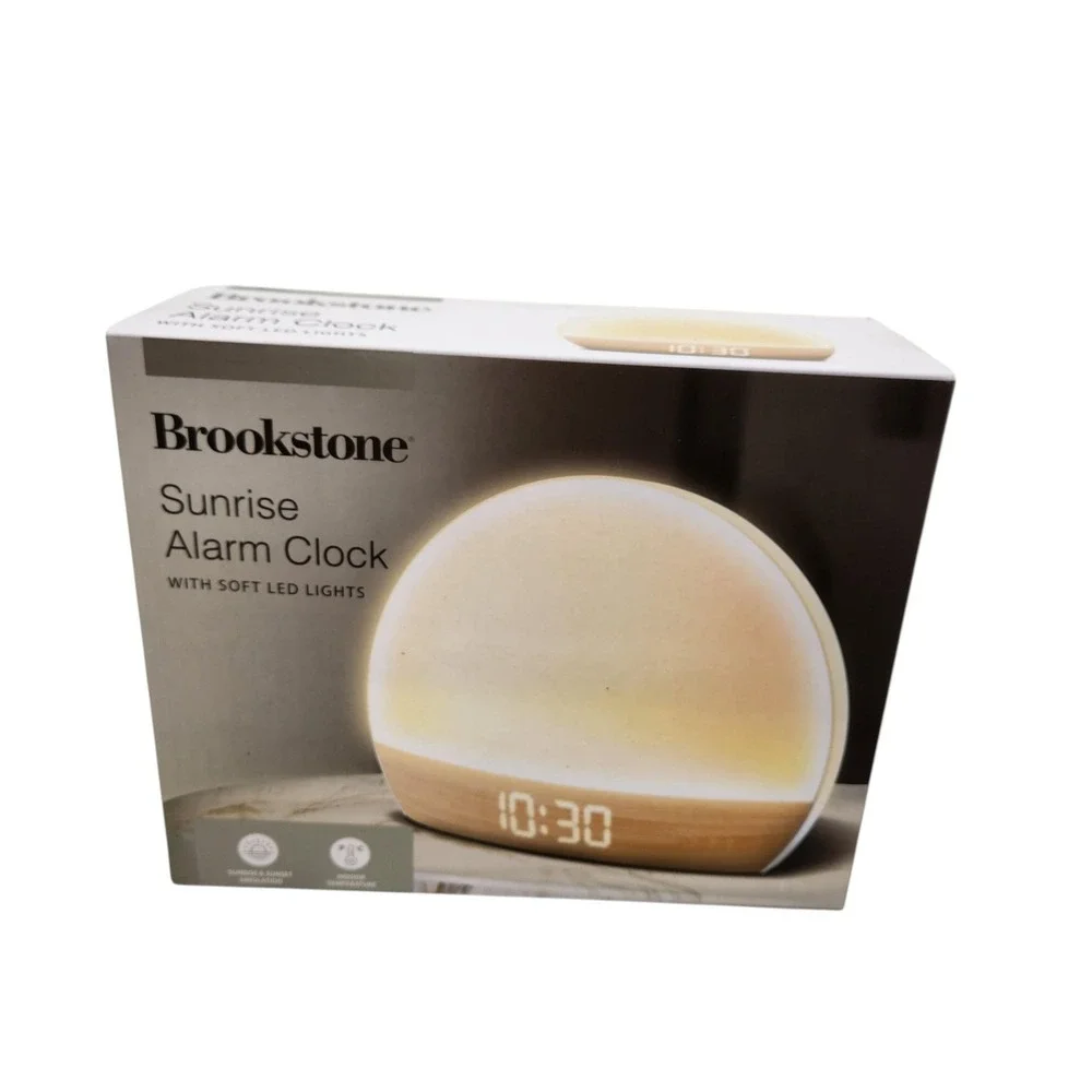 Brookstone Sunrise Alarm Clock Color Changing LED Light USB Bedroom Digital